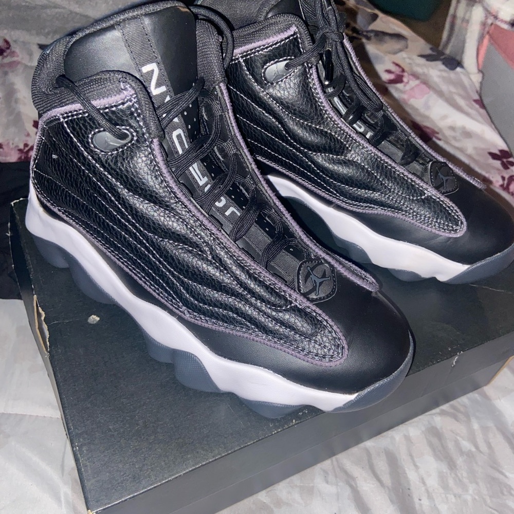 Jordan Black and Purple Athletic Shoes